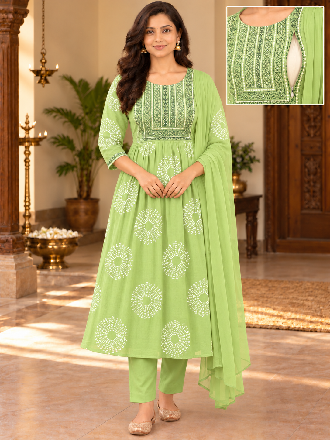 Botanical Print Embroidered Feeding 3-Piece Set