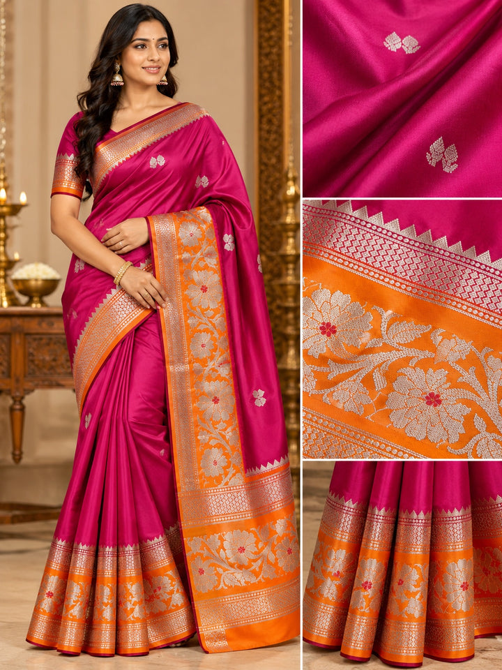 Fancy Patola Saree with Floral Contrast Border and Buta Motifs