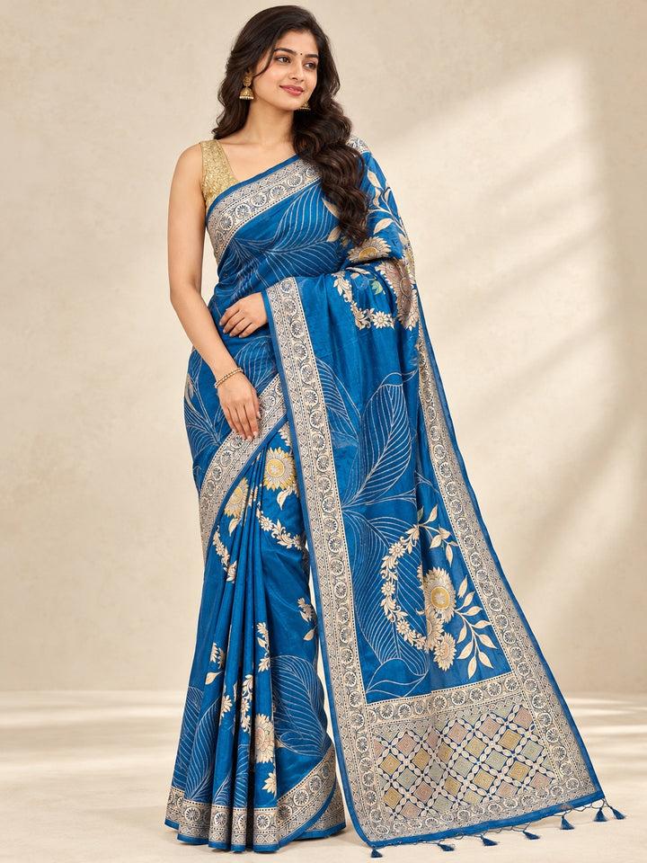 Viscose Banarasi Georgette Floral Saree with Tassel Pallu