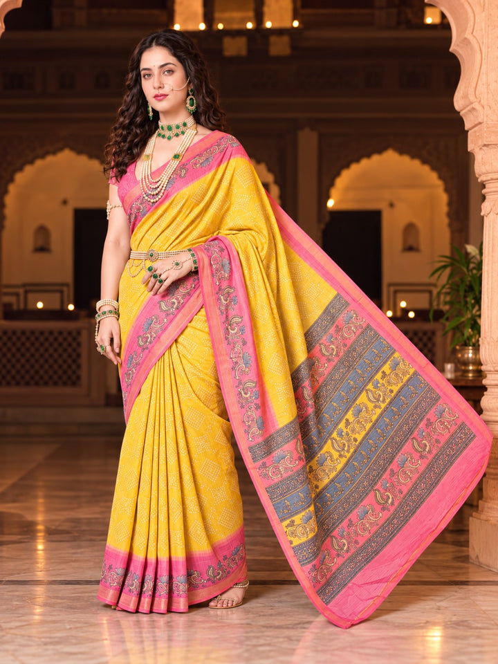 Premium Georgette Printed Saree with Designer Border & Pallu